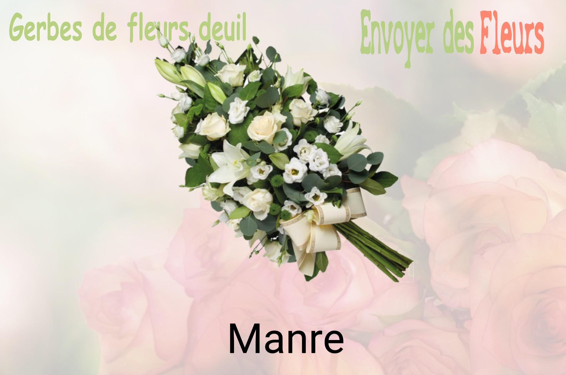 Gerbe de fleurs de deuil livrée à Manre